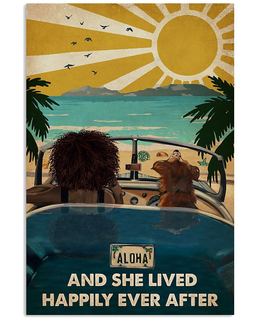 Dog Black Girl She Lived Happily Happily Ever After poster canvas