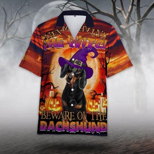 The Witch Beware Of The Dachshund Halloween Hawaiian Shirt | For Men & Women | Adult | Hw8960