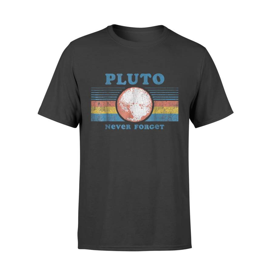 Vintage Never Forget Pluto T-Shirt Funny Space Graphic Tee – Standard T-shirt