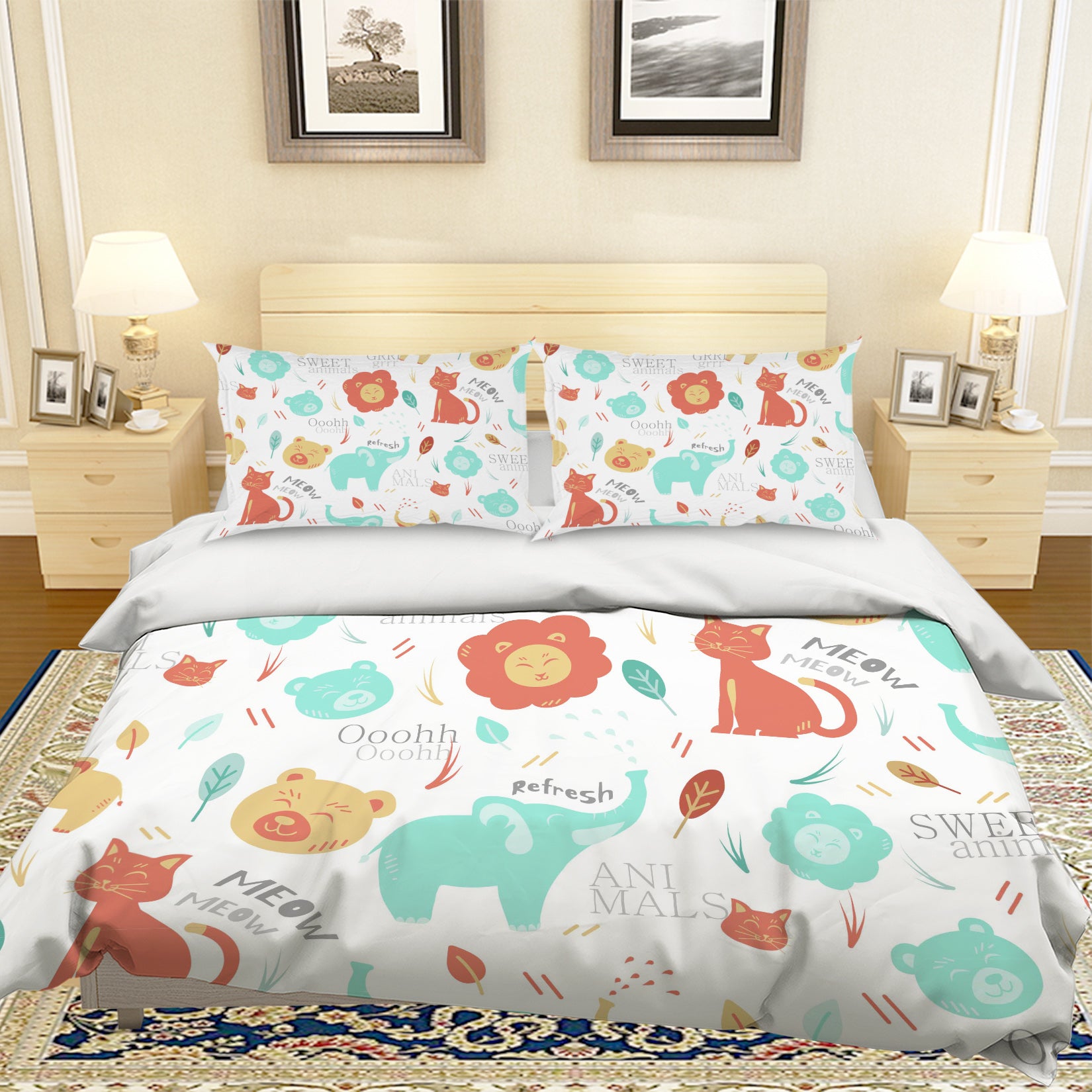 3D Cartoon Animals Quilt Cover Set Bedding Set Pillowcases 25