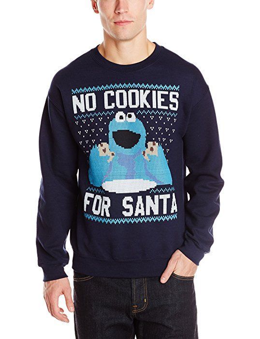 Sesame Street No Cookies For Santa Ugly Christmas Navy shirt