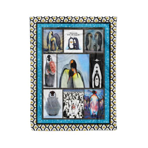 I Love Penguins Quilt Fleece Blanket