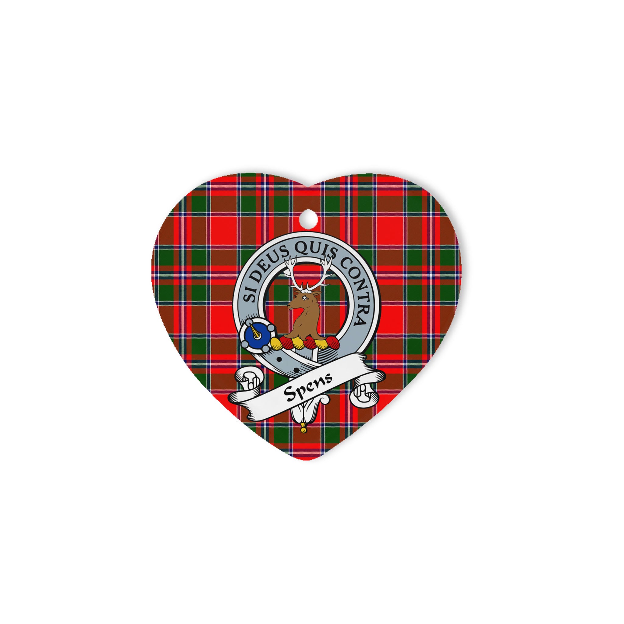 Spens Scottish Clan Badge Plaid Ornament Gift. Christmas Tree Ornament Spens Clan Tartan Ornament Great Christmas Ornaments Gift Heart Ornament