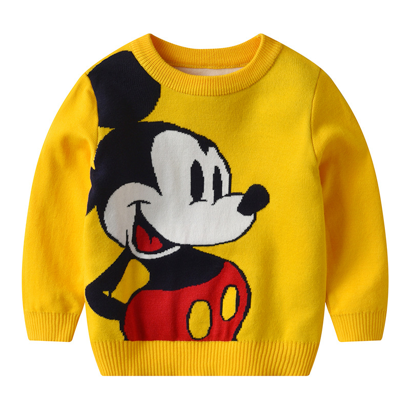 Toddler Boy Sweater Cartoon Mickey Knitted Shirt Autumun Winter Warm Clothes Kids Double-deck Mickey Mouse Kids Girl Sweaters alx