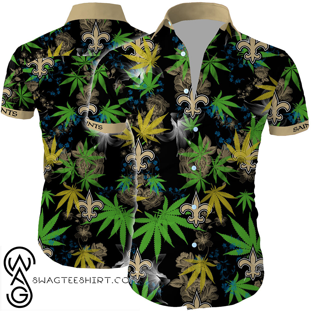 New Orleans Saints Cannabis All Over Printed Hawaiian Shirt