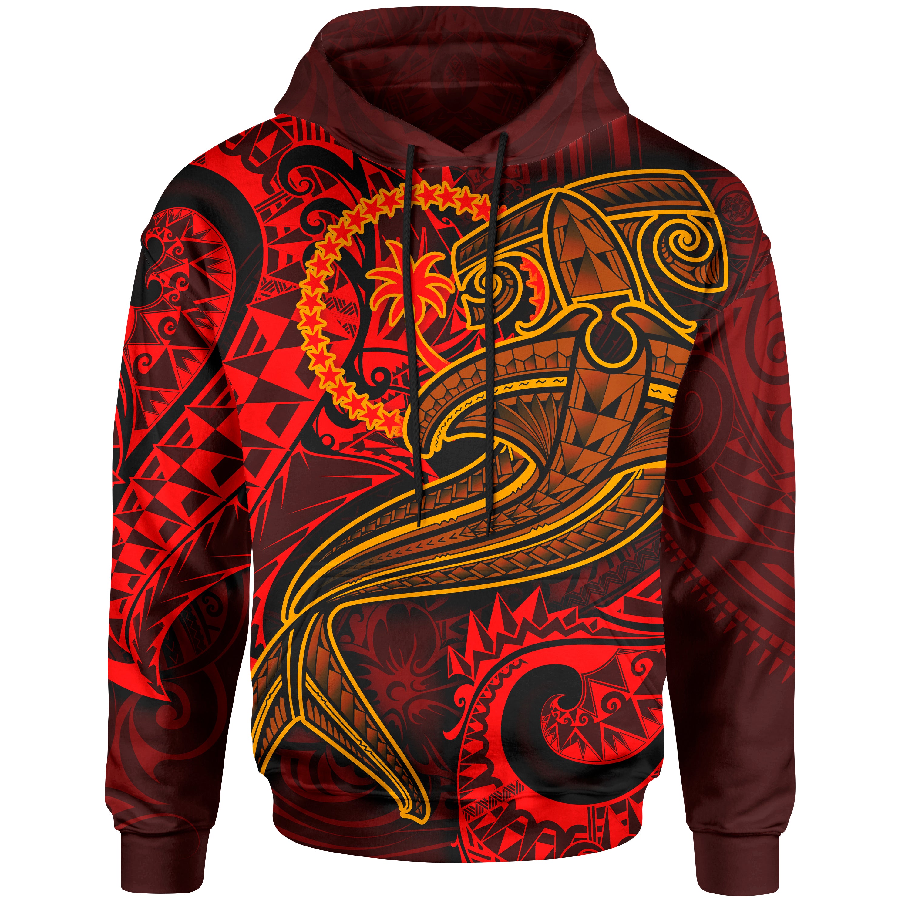 Chuuk Hoodie  – Red Shark Polynesian Tattoo – BN18