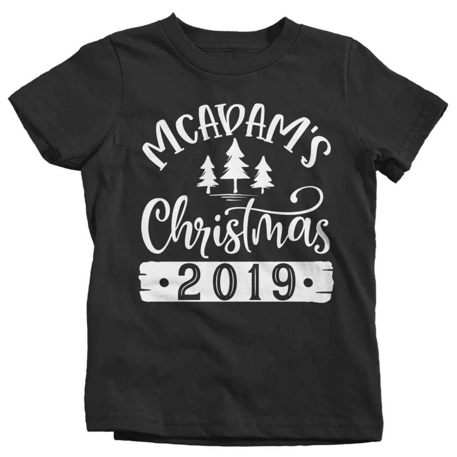 Kids Personalized Christmas Shirt Custom Christmas Tree Shirt Cute Matching Christmas Shirts Pine Trees Christmas Pajama Shirt