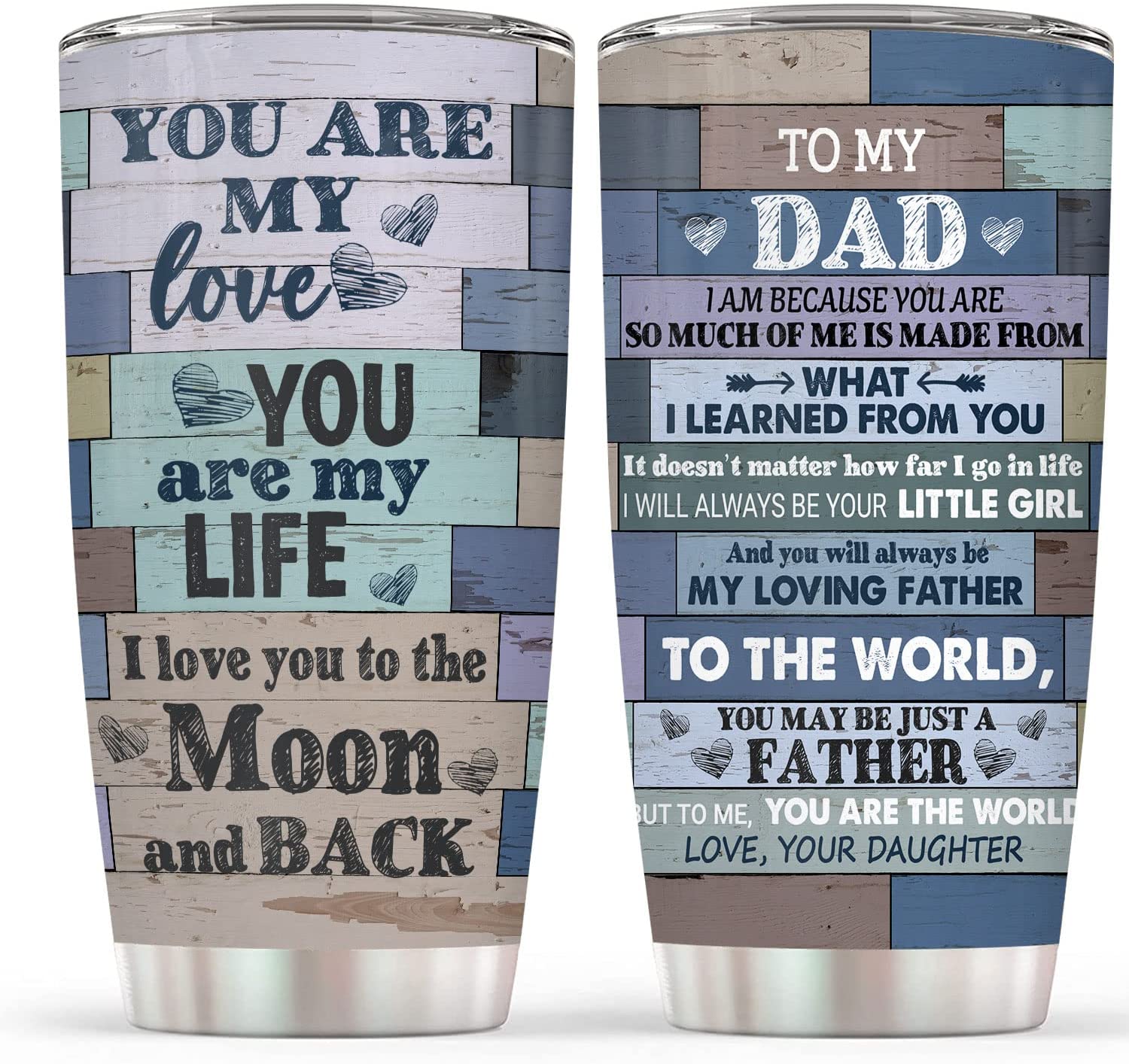 Dad Gifts From Daughter – To My Dad I Love You 20 Oz Stainless Steel Insulated Tumbler – Worlds Best Dad Gifts On Fathers Day, Birthday, Valentines Day, Christmas For Dad, Bonus Dad, New Dad