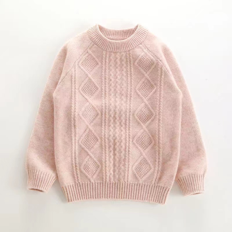 Children’s Clothing Girls Cashmere Sweater Argyle Warm Pullover Tops Solid color Winter Kids’ Boy Knitted Sweater alx