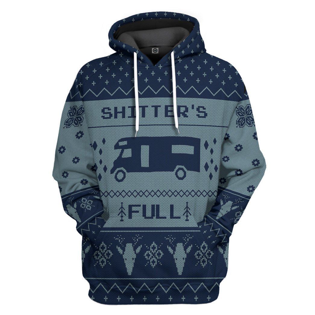 3D Shitter’S Full Ugly Christmas Sweater Blue Custom Hoodie Apparel