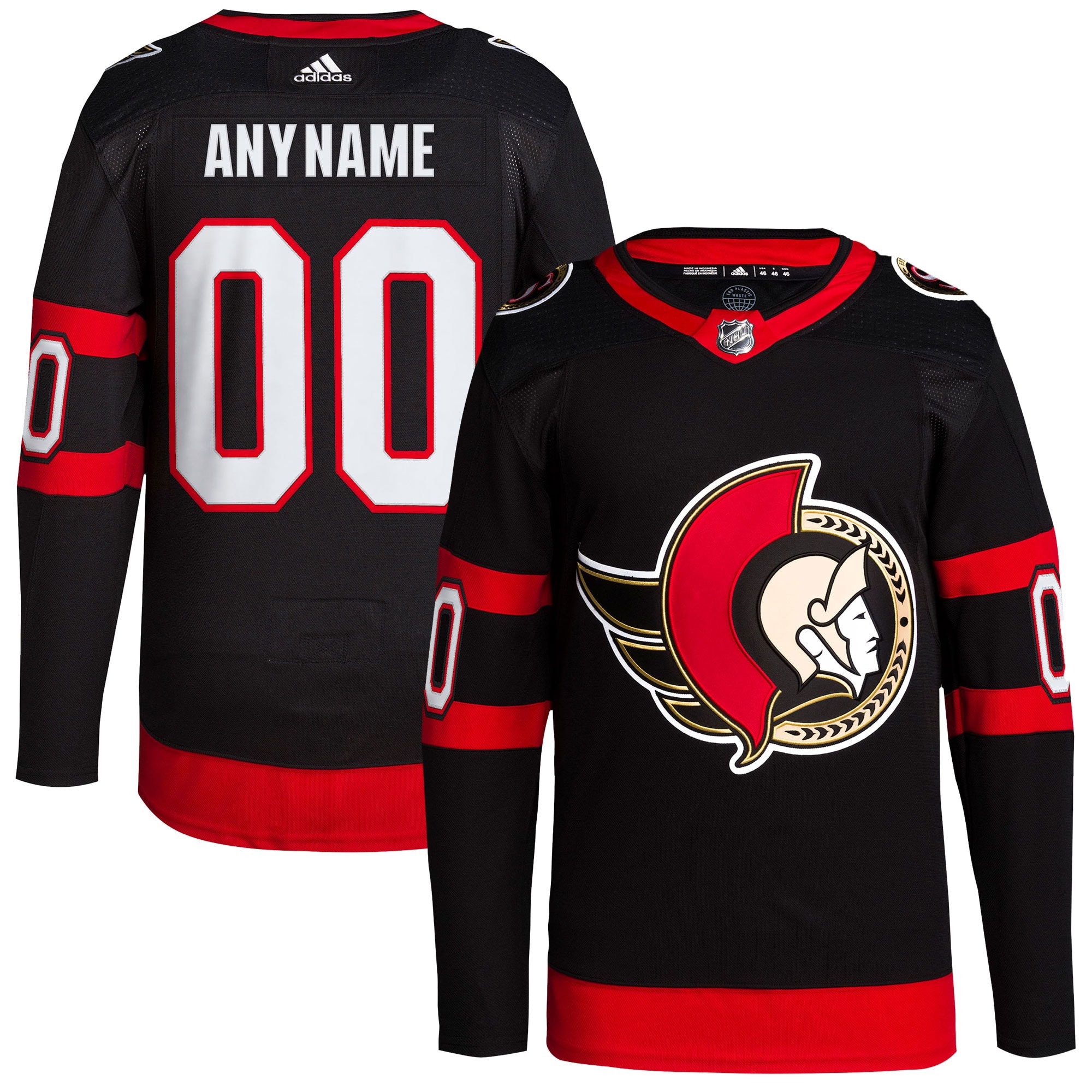 Ottawa Senators Home Primegreen Authentic Custom Jersey – Black