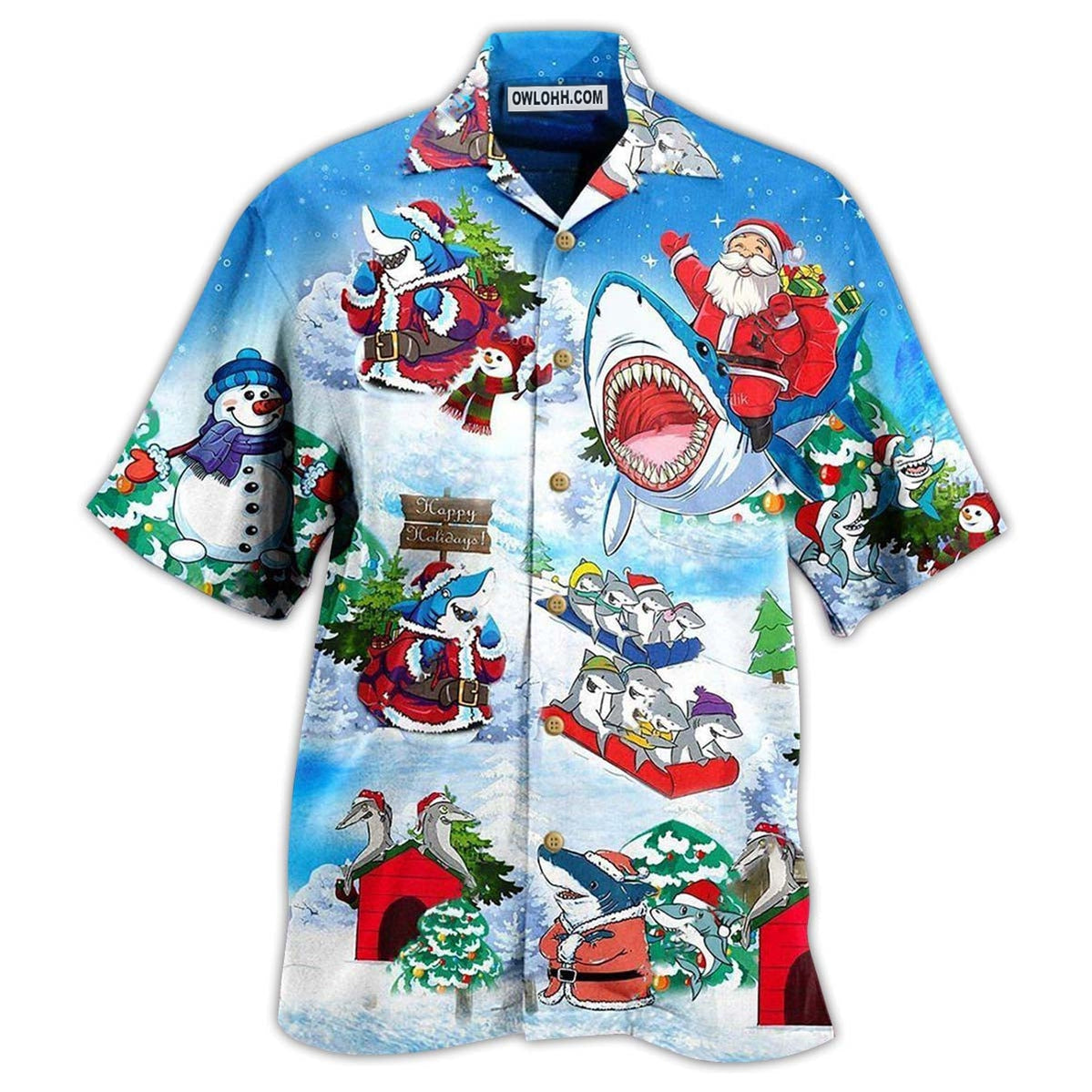 Shark Santa Love Xmas – Hawaiian Shirt  – Owl Ohh