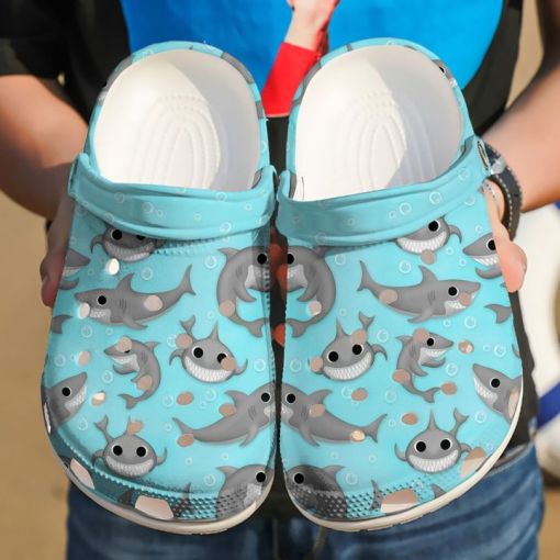 Shark Cute Sharks Pattern Sku 2135 Custom Sneakers Personalized Name Crocs Clogs Shoes