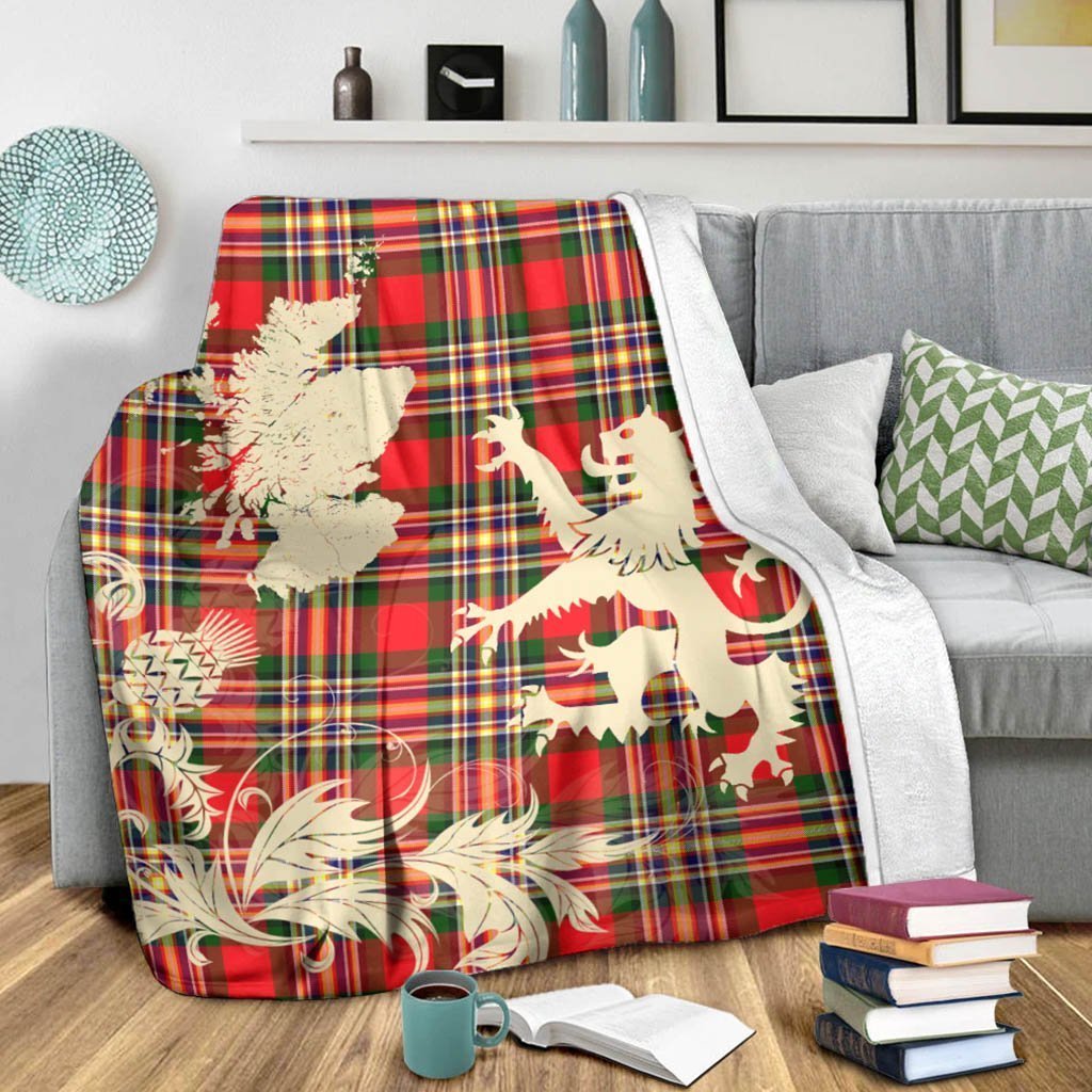 Tartan Blanket Macgillivray Modern Tartan Scotland Lion Thistle Map Plaid Blanket