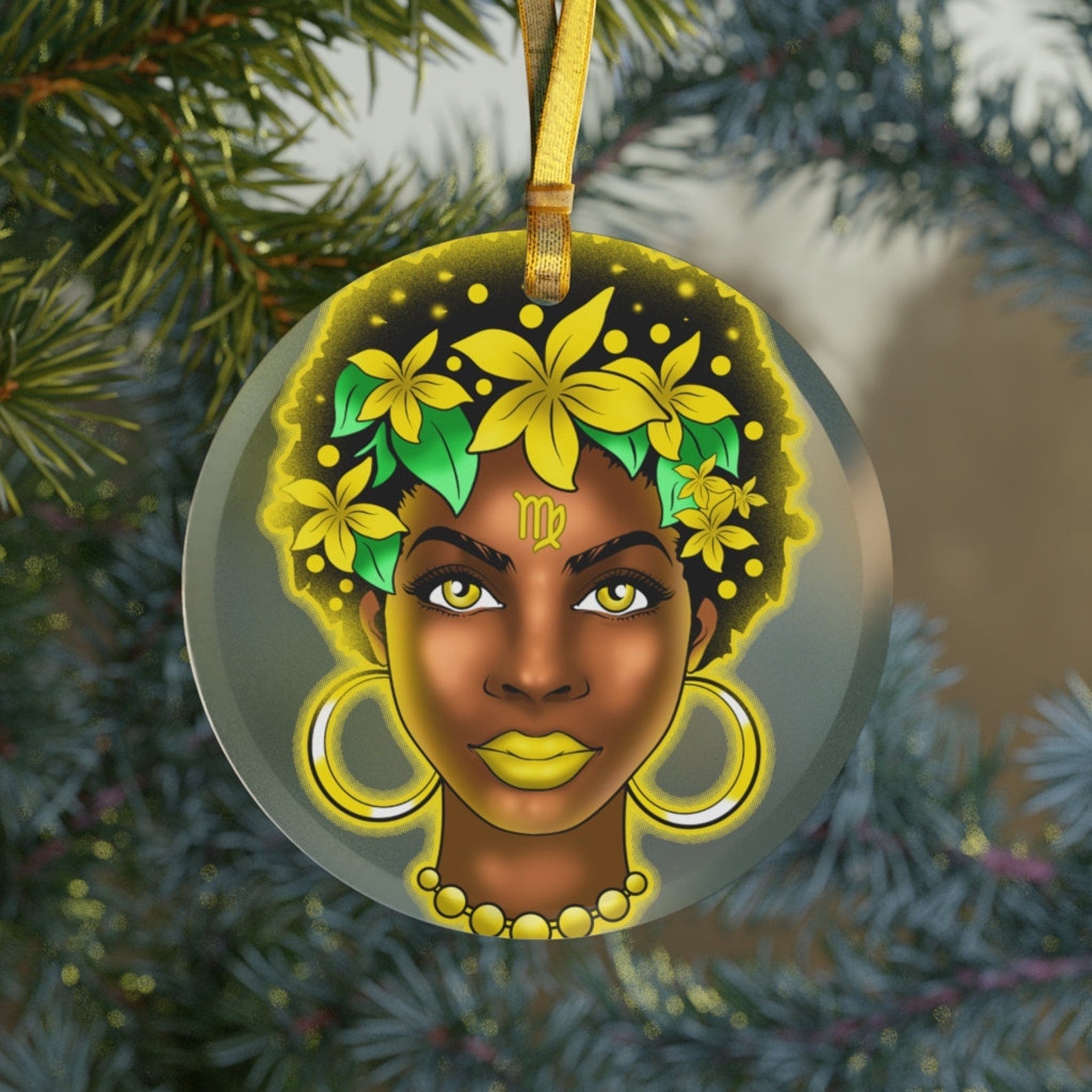 Virgo Zodiac Black Girl Magicvirgo Giftsblack Girl Astrologyblack Queen Christmas Ornament