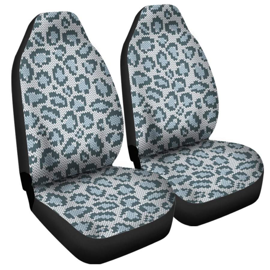 Snow Leopard Knitted Pattern Print Universal Fit Car Seat Covers