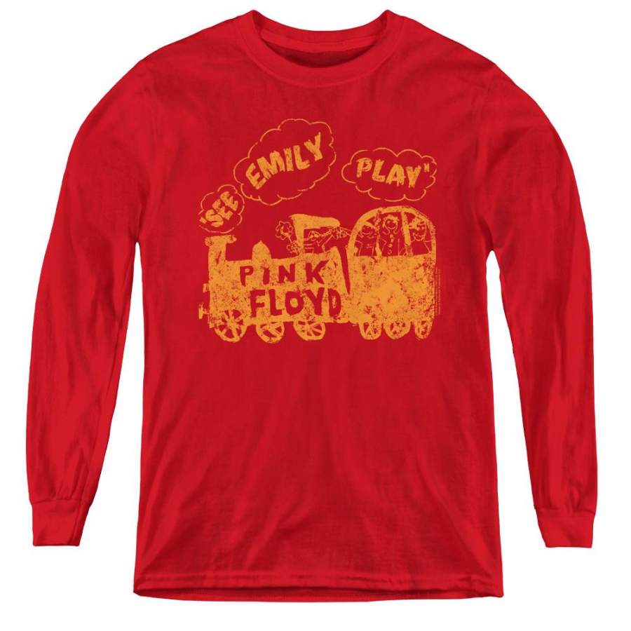 Pink Floyd See Emily Play Long Sleeve Kids Youth T-Shirt Red