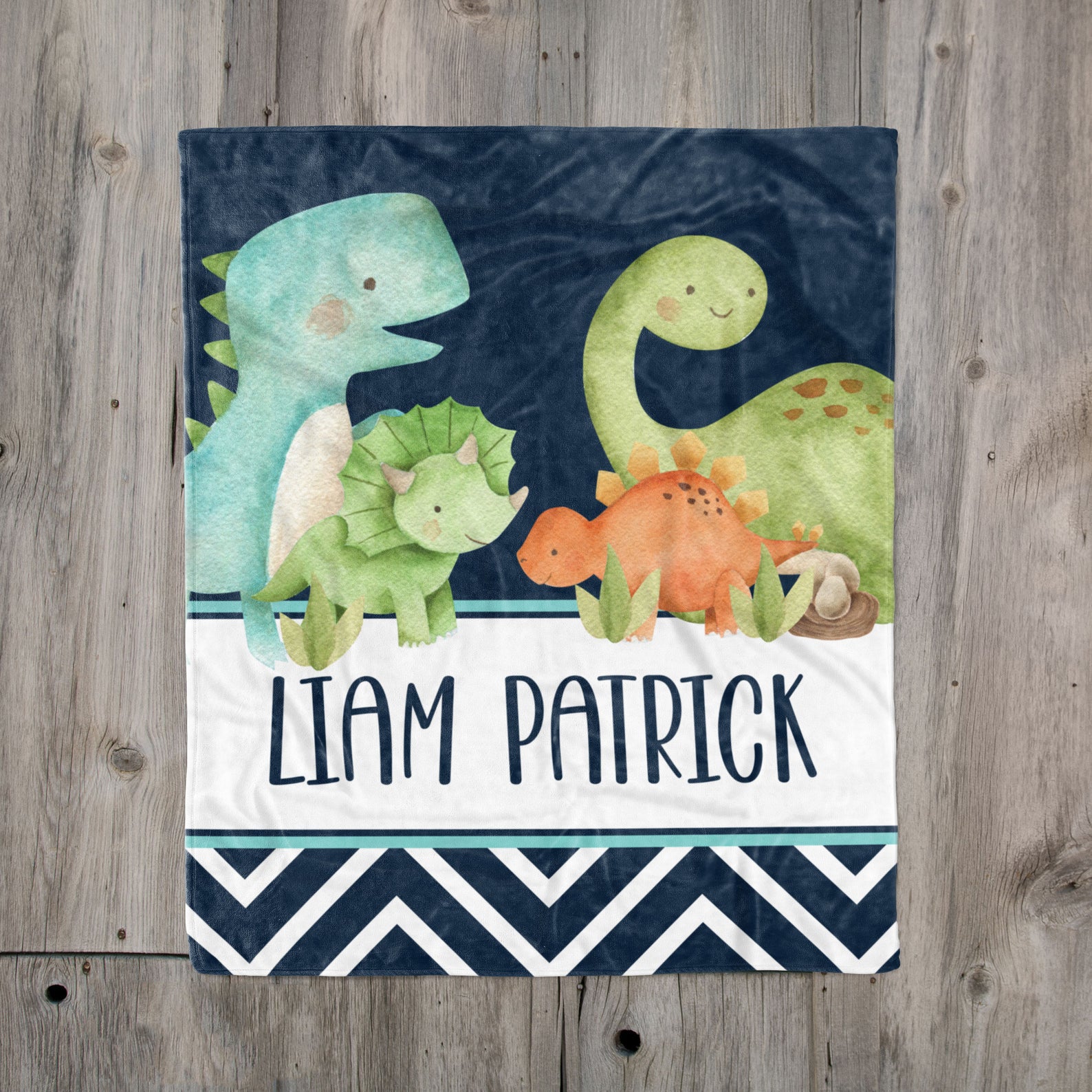 Baby Boy Dinosaur Blanket, Personalized Baby Name Blanket, Watercolor Dinosaurs, Boy Name Blanket, Baby Shower Gift