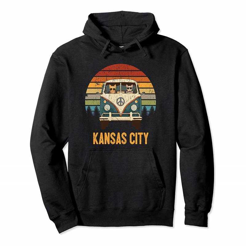 Kansas City Cool Cats Road Trip Groovy Retro Van Sunrise Pullover Hoodie, T Shirt, Sweatshirt