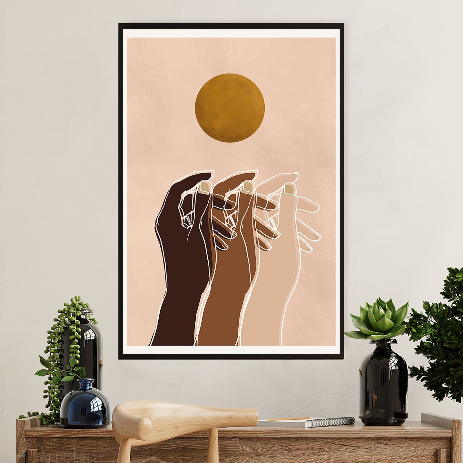 African American Afro Poster Prints | Abstract Hands | Wall Art Gift For Black Girl