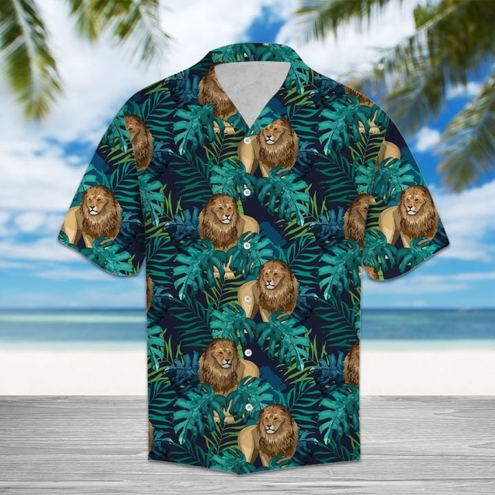 Tropical Lion Hawaiian Shirt Summer Button Up For Men, Women, Couple