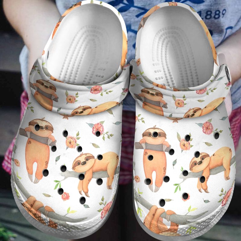 Cool Sloth With Flower Shoes – Funny Animal clog Gift For Birthday