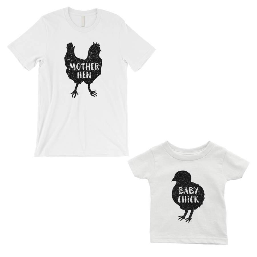 Mother Hen Baby Chick Mom Baby Matching T-Shirts White Gift For Mom