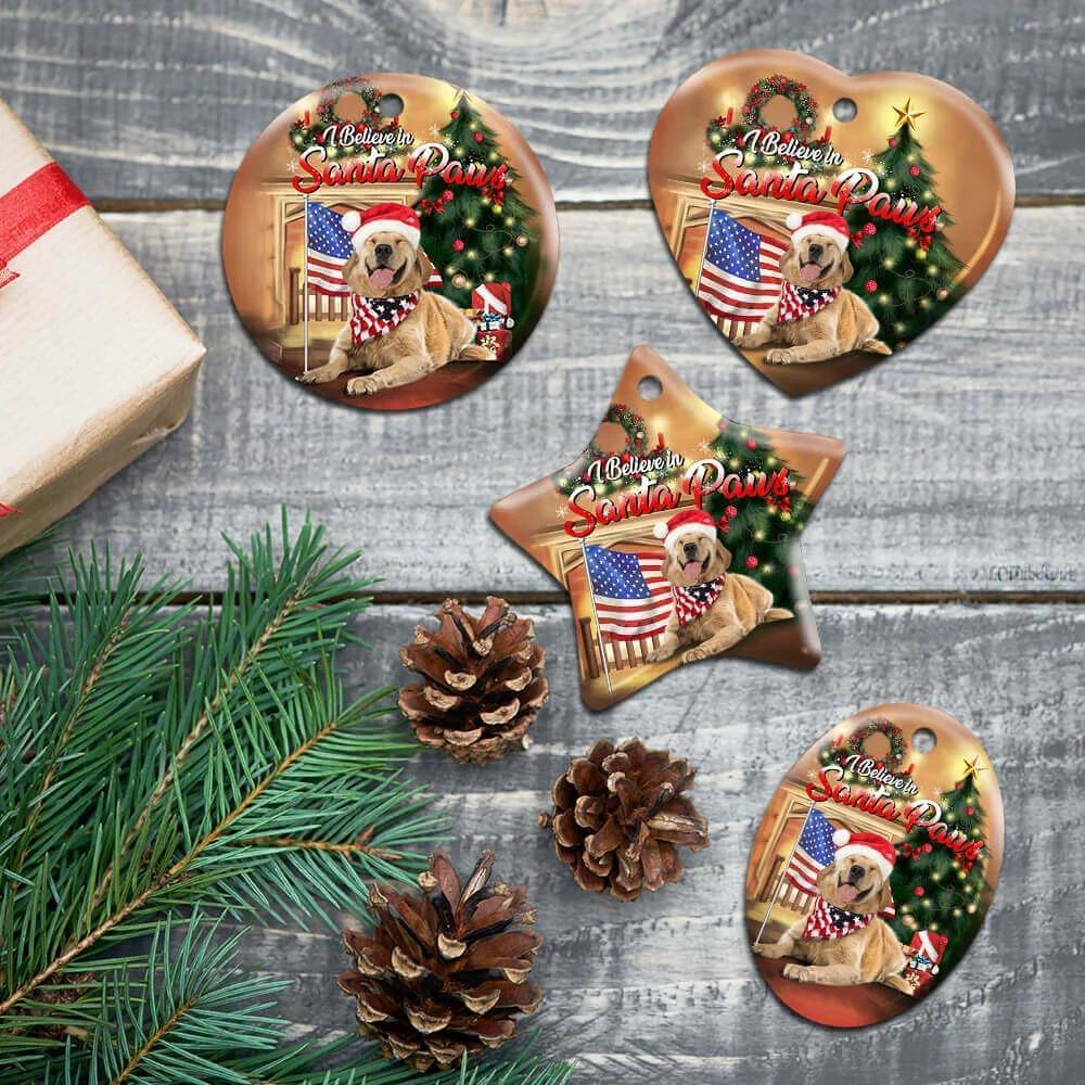 Golden Retriever Santa Paws Ceramic Ornament Christmas Home Decor