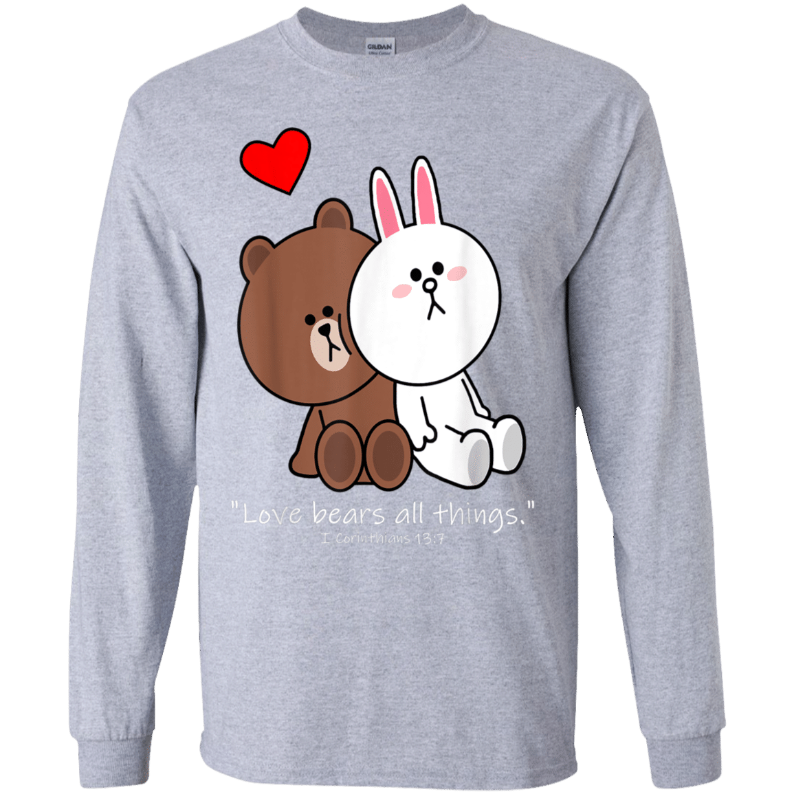 Christian Brown Bear Cony Bunny Rabbit Love Bears All Things Youth Ls T-Shirt