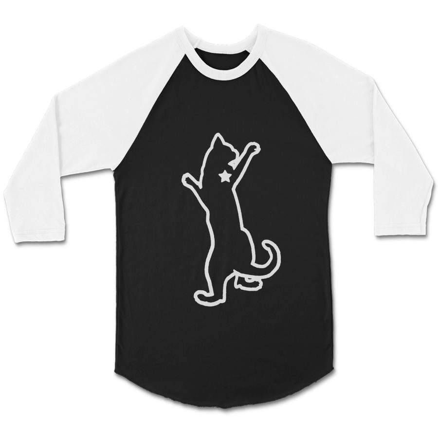 Cat Shoulder Kitten Star Usa Soft Meow Indiana CPY Unisex 3/4 Sleeve Baseball Tee T-Shirt