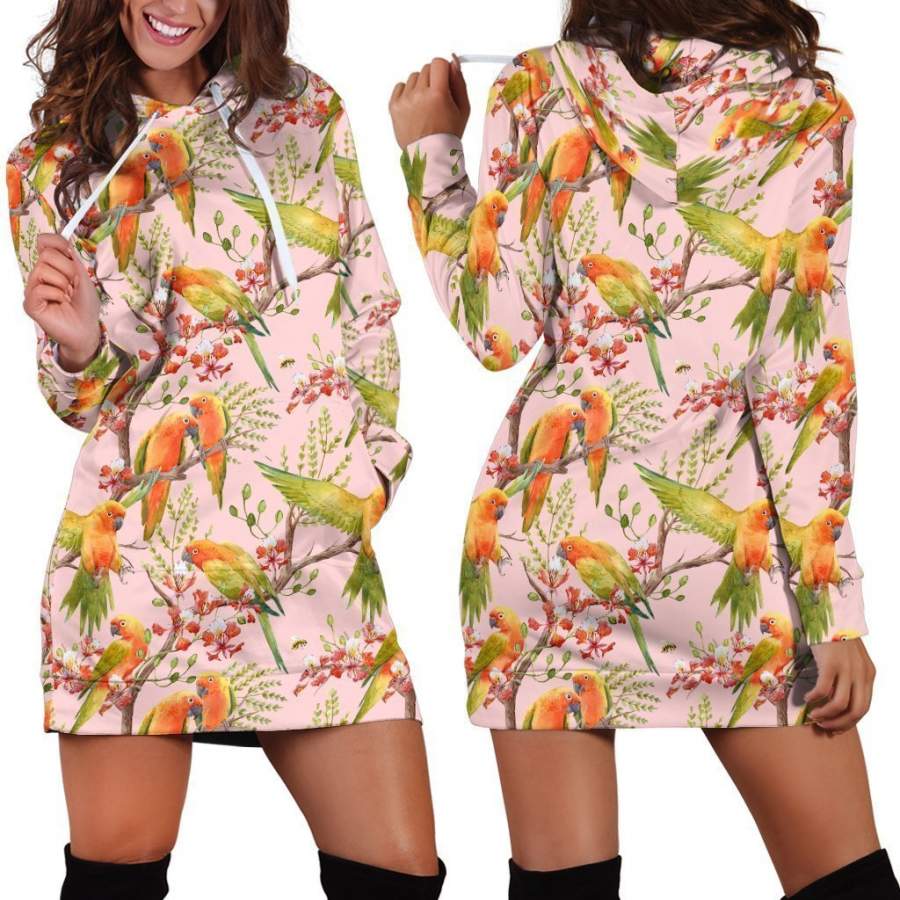 All Over Printing Sun Conure Parrot Hoodie Dress