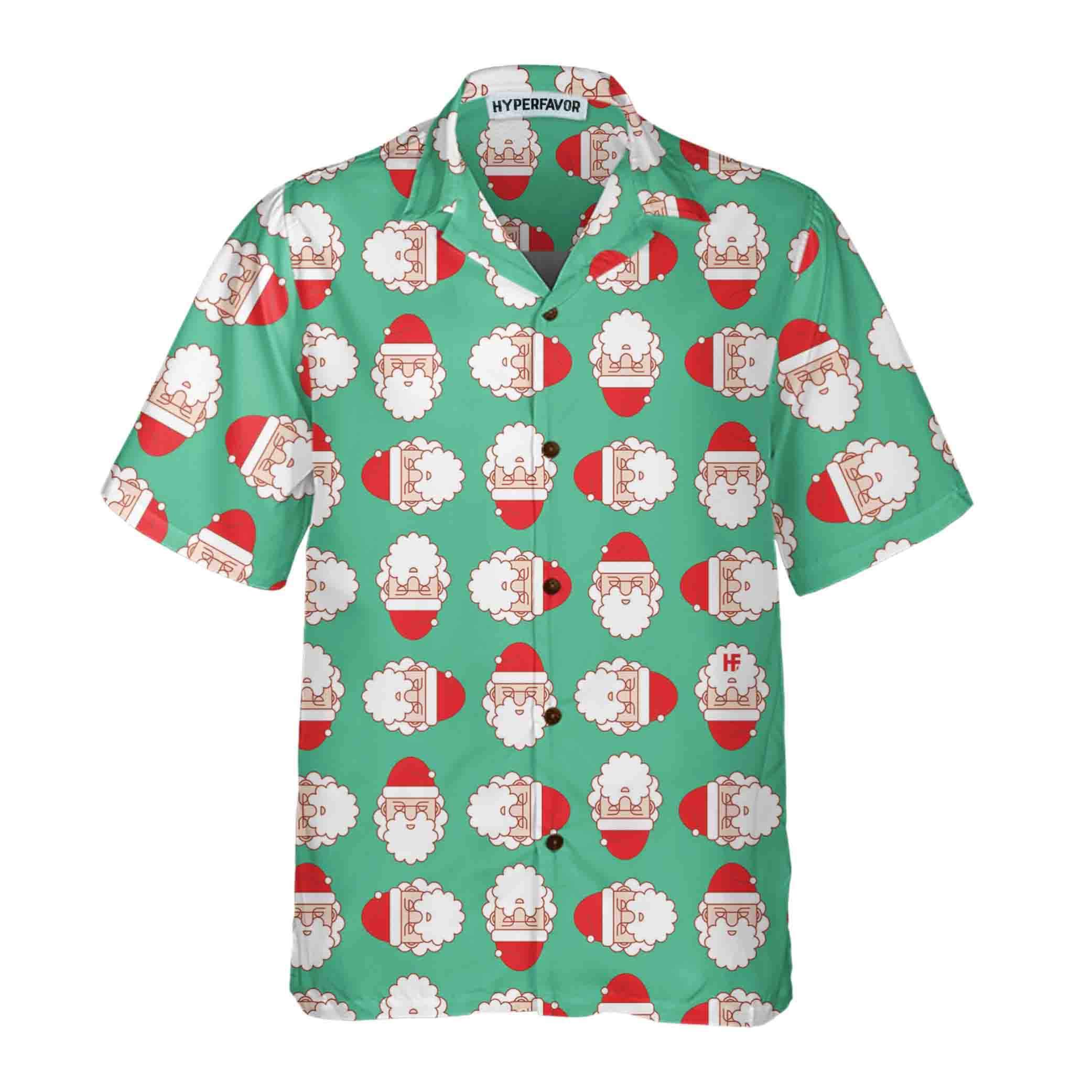 Christmas Santa Claus Face Seamless Pattern Hawaii Funny Hawaii Shirt Ha111279