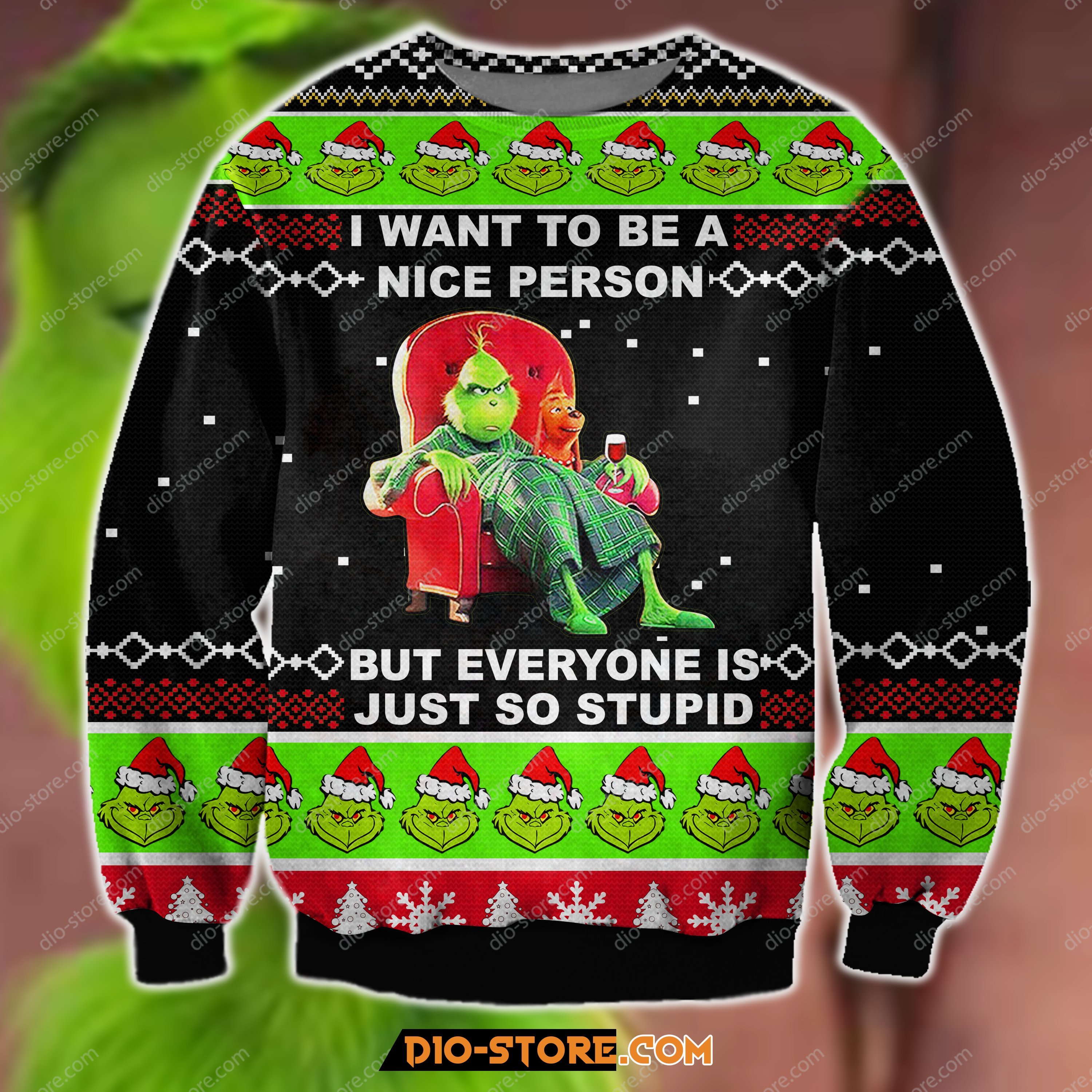 3D Print The Grinch – I Want To Be A Nice Person Ugly Christmas Sweater Hoodie All Over Printed Cint10234