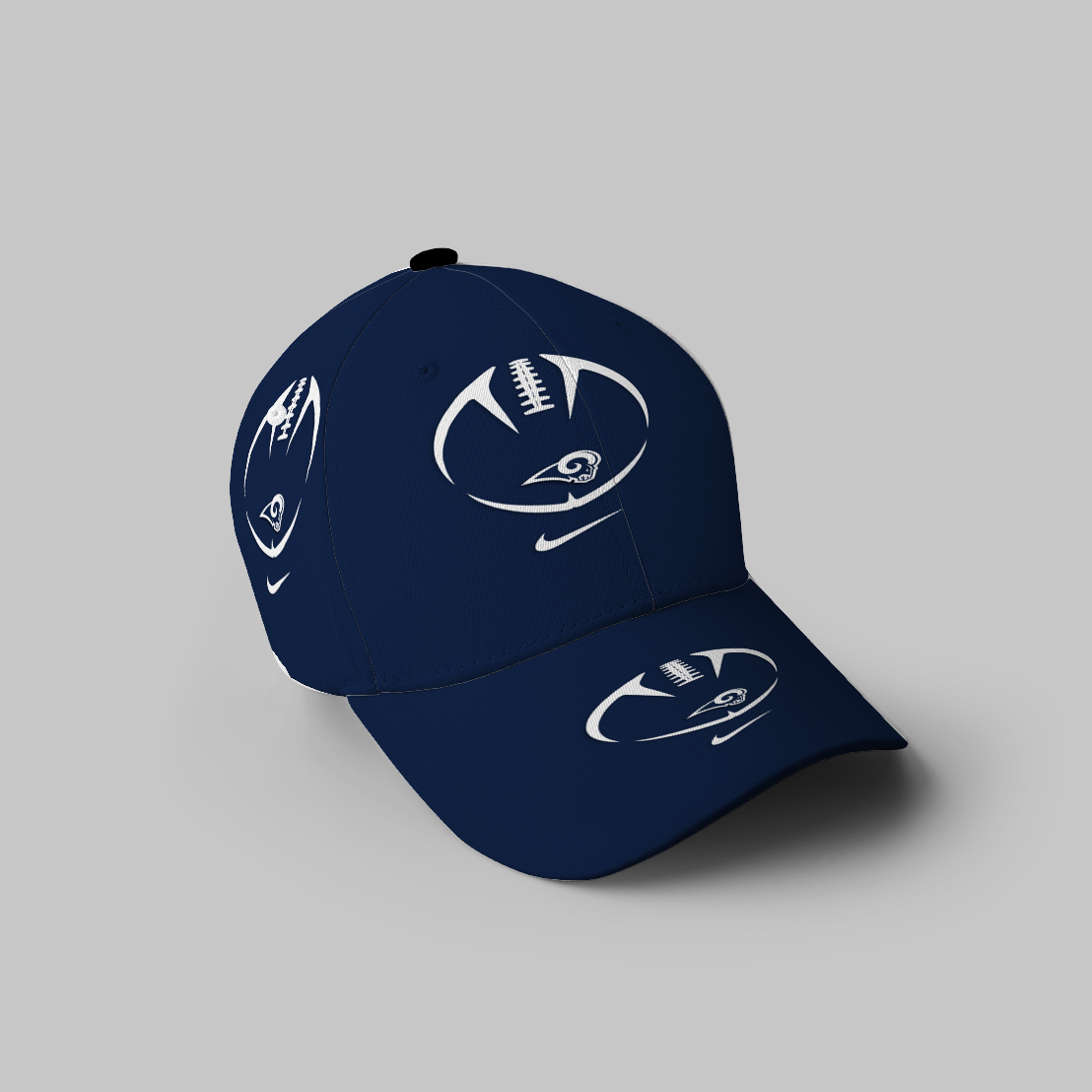 Los Angeles Rams White Ball Navy 3D Printing Baseball Cap Classic Hat