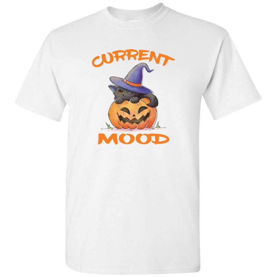 Current Mood Back Cat Kitten Pumpkin Halloween Gift Tee Shirt Hoodie