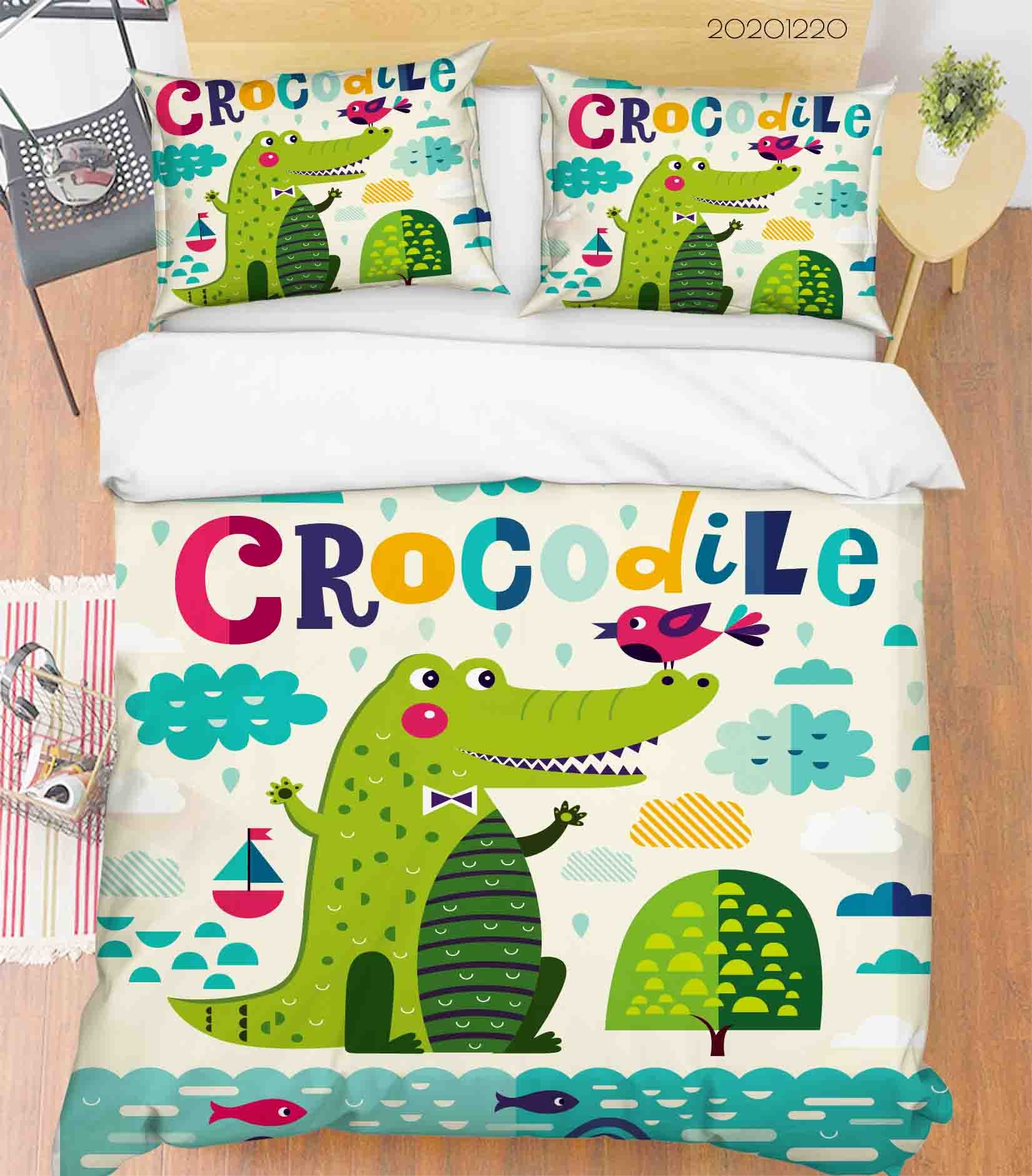 3D Hand Drawn Animal Crocodile Quilt Cover Set Bedding Set Duvet Cover Pillowcases 139 Lqh