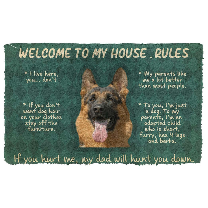 Waybackapparel German Shepherd Welcome To My House Rules Custom 3D Doormat