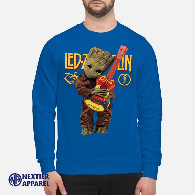 Baby Groot Hug Led Zeppelin Guitar Shirt Unisex Sweatshirt