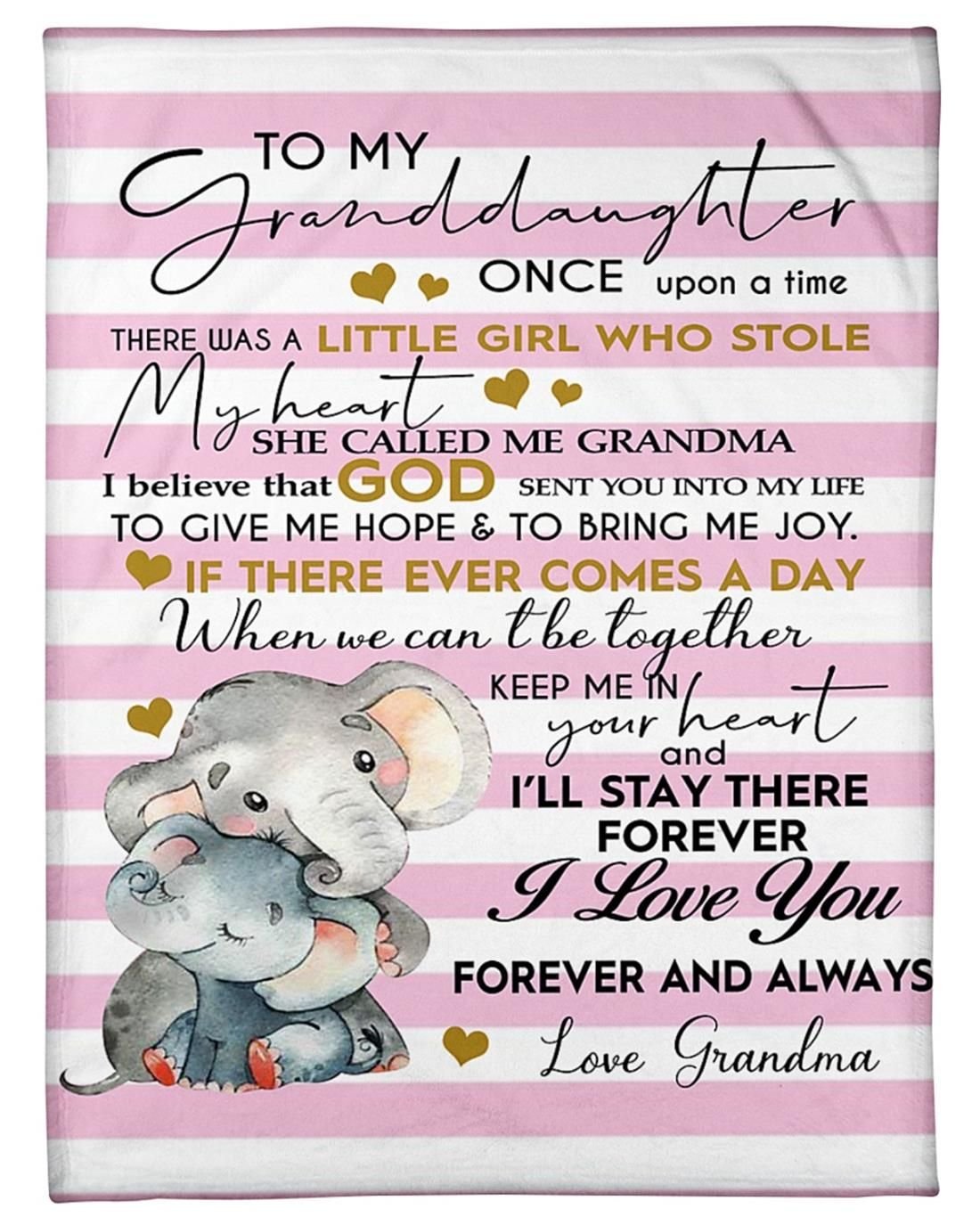 Personalized Elephant To My Granddaughter From Grandma When We Can’t Be Together Fleece Blanket Meaningful Gifts For Her Great Customized Gifts For Birthday Christmas Graduation