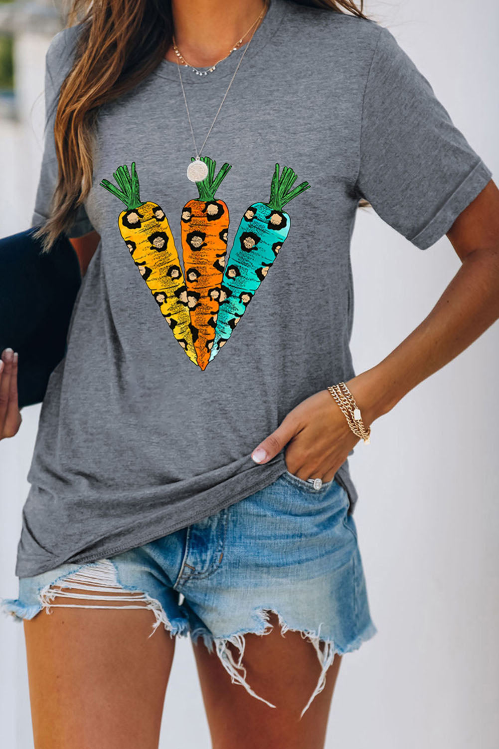 Casual Leopard Plant Print Graphic Tee T-Shirts