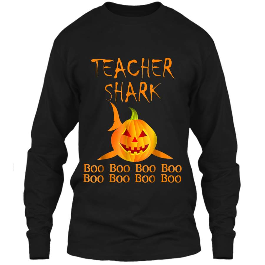 Teacher shark Doo doo boo boo Halloween  LS Ultra Cotton Tshirt