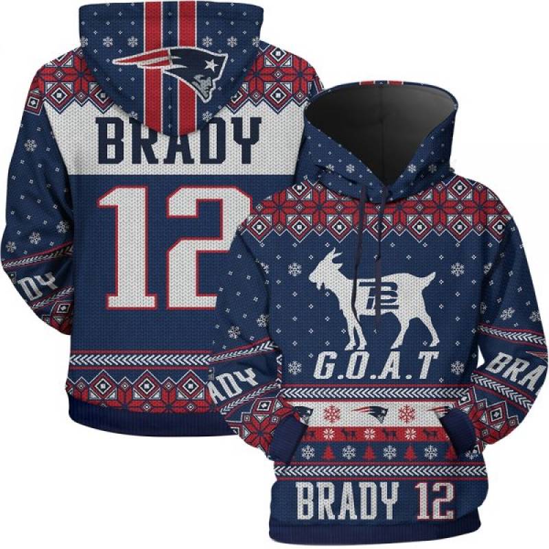 New England Patriot Tom Brady 12 G.O.A.T Goat Ugly Sweatshirt Hoodie And Hooded Blanket