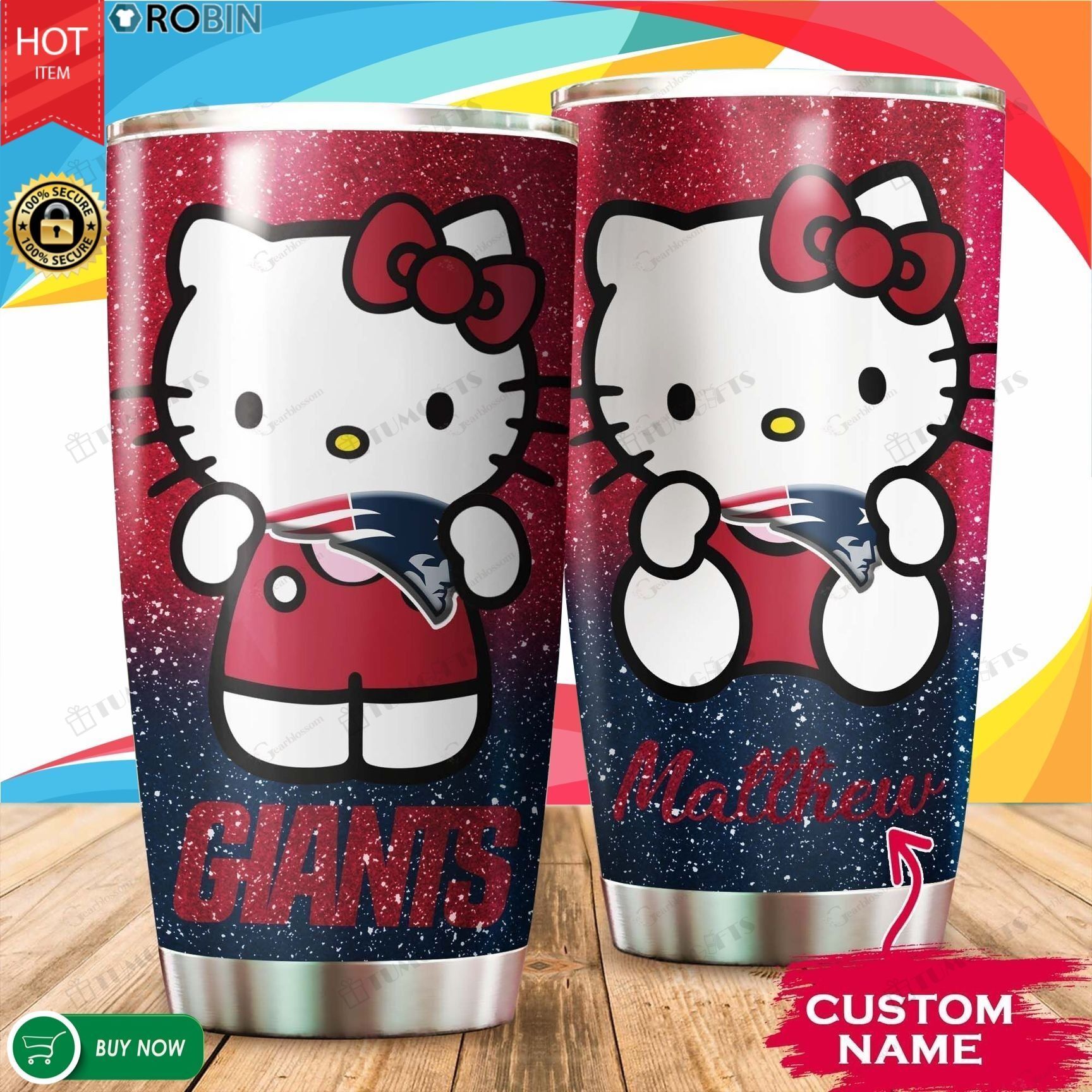 Buy Personalized Hello Kitty Hug New England Patriots Stainless Steel Custom Stainless Steel Tumbler