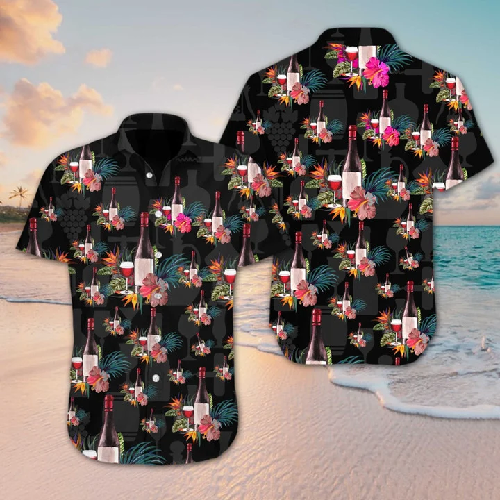 Wine Flower At Dark Night Hawaii Hawaii Shirt For Men Ha71866