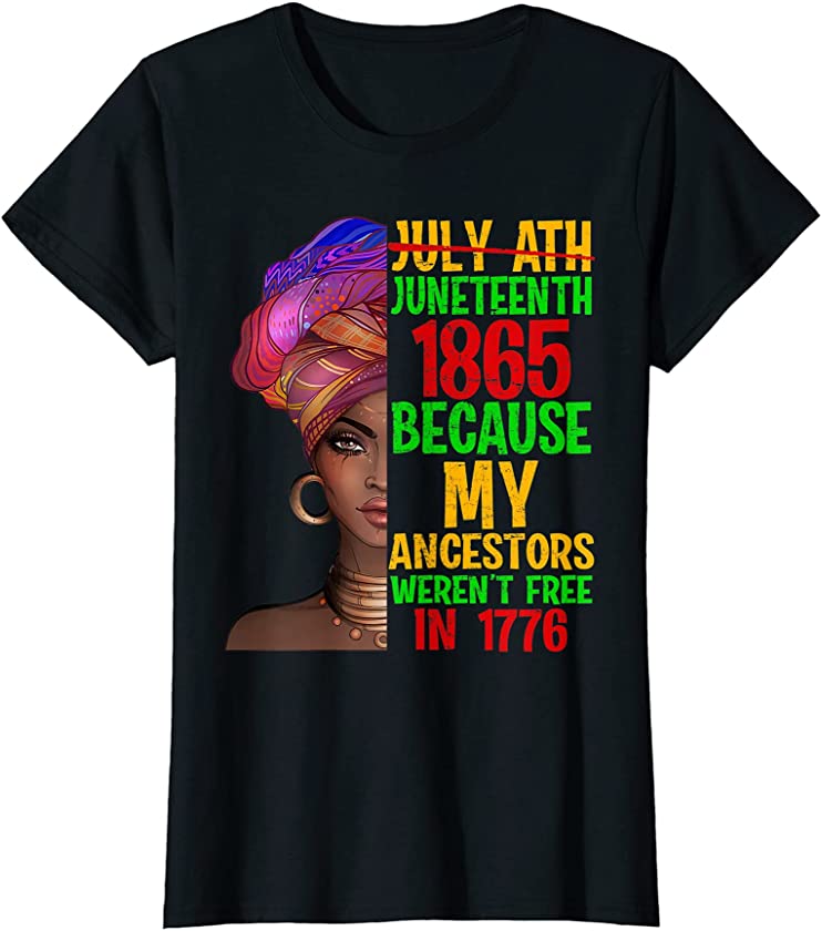 Womens Juneteenth Melanin Black Women Natural Hair Afro Word Art T-Shirt