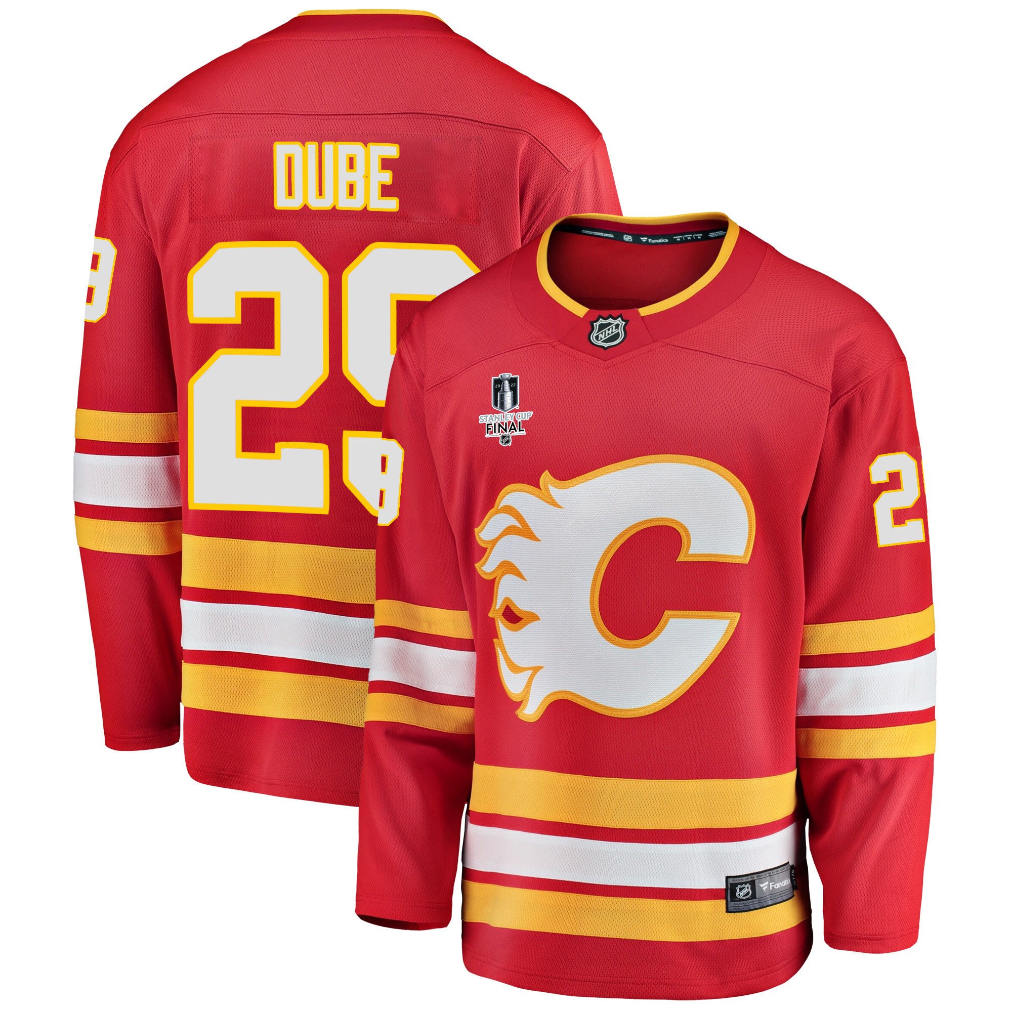 Calgary Flames Dillon Dube 29 Home 2022 Stanley Cup Final Breakaway Men Jersey – Red