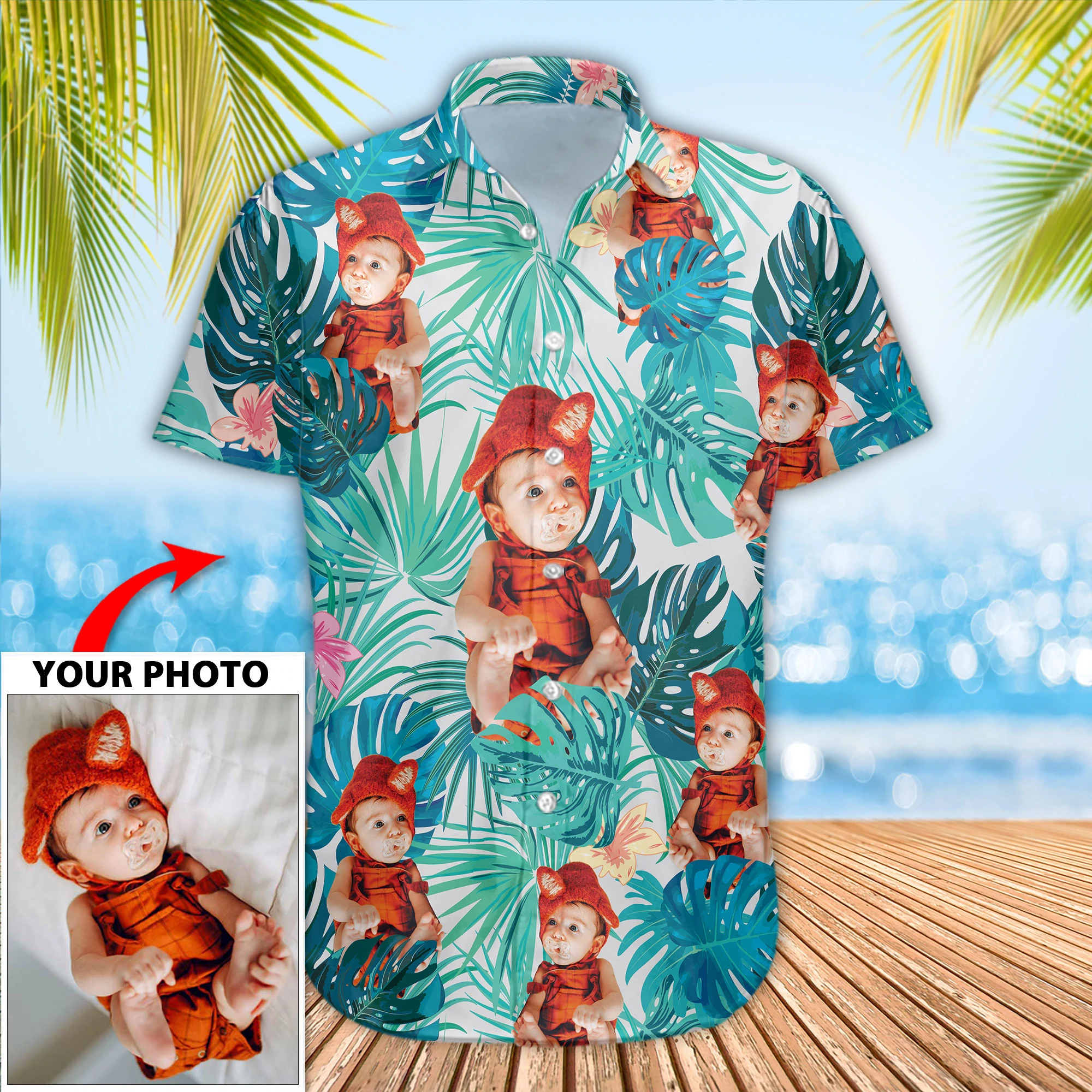 Custom Image Seamless Baby Hawaii Summer Short Sleeve Hawaii Aloha Shirt Ha20125