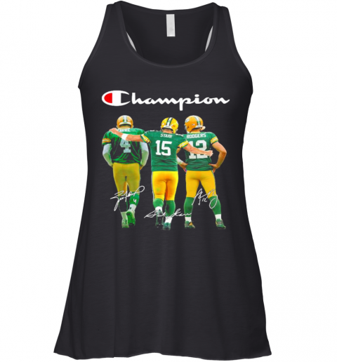 Green Bay Packers Favre Starr Rodgers Champions Signatures Racerback Tank