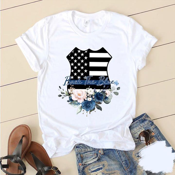 Us Flag Flower Back The Blue 4th July Independence Day Standard Men T-shirt