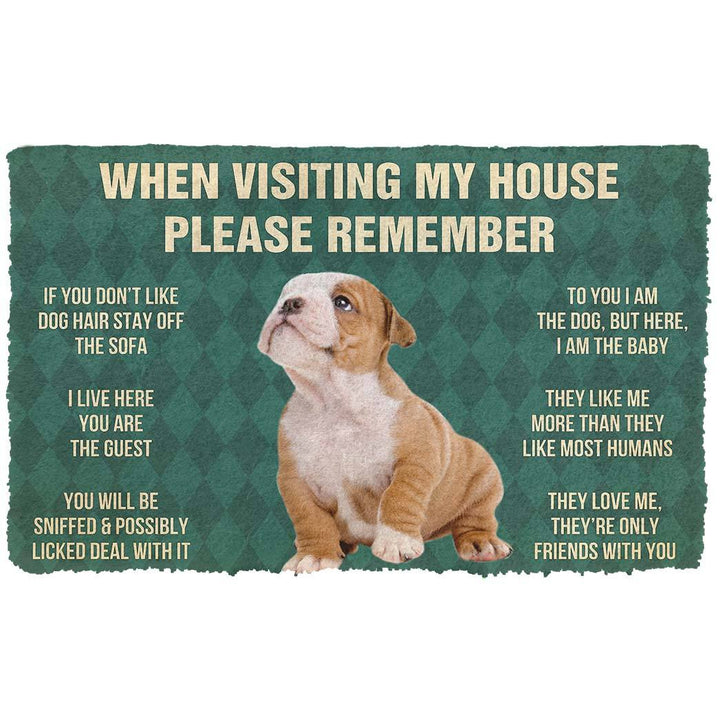 Waybackapparel Please Remember Bulldog Puppy Dogs House Rules Custom 3D Doormat